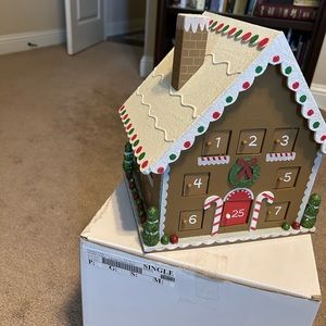 Wooden Gingerbread Countdown Christmas Advent Calendar House 10” tall!